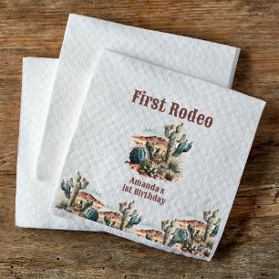 Guardanapo De Papel Retro 1rua Primeiro Rodeio Oeste Cactus Aniversári