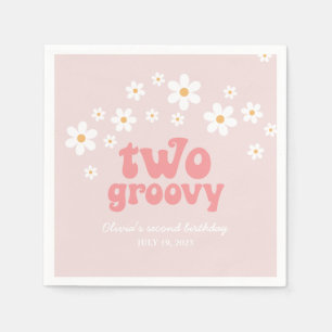 Guardanapo De Papel Retro 2 Groovy daisy boho floral segundo aniversá