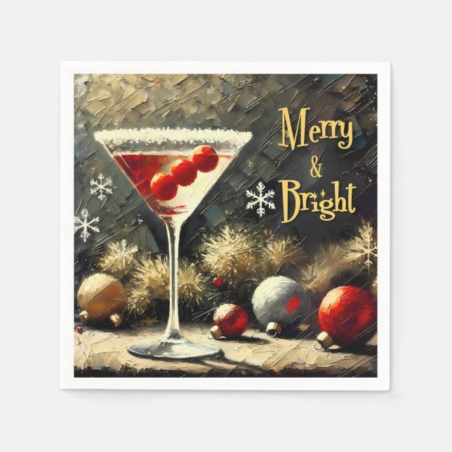 Guardanapo De Papel Retro 50s Triple Cranberry Christmas Martini (Frente)