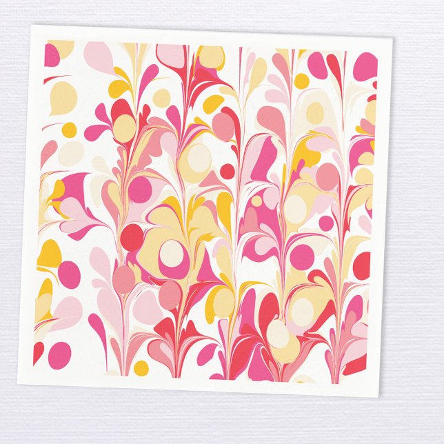 Guardanapo De Papel Retro-Abstrato Rosa Moderno (Modern retro groovy abstract pattern paper party napkin)