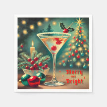 Retro Anos 50 Coquetel Martini de Natal Alegre e R
