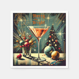 Guardanapo De Papel Retro anos 50 Merry & Bright Christmas Martini