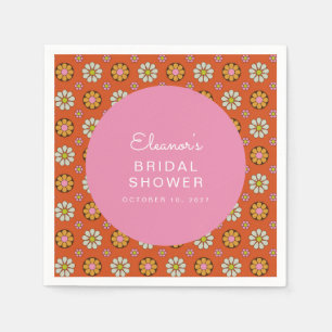 Guardanapo De Papel Retro Anos 60 Flores Laranja Rosa Chuva de Noiva P
