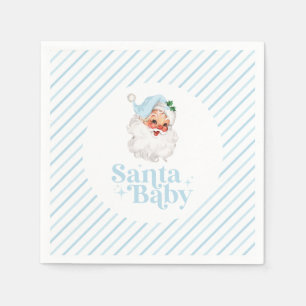 Guardanapo De Papel Retro Azul Santa Bebê chás de bebê de Natal