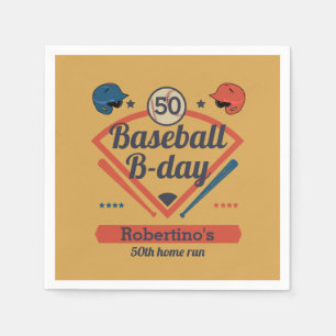 Guardanapo De Papel Retro Baseball Aniversário de 50 anos para Homens