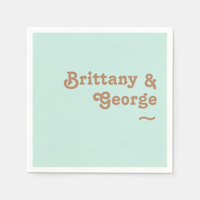 Guardanapo De Papel Retro Beach | Aqua Wedding Napkins (Frente)