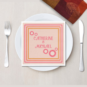 Guardanapo De Papel Retro Boho Floral Negrito e Bright Casamento Color