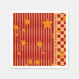 Guardanapo De Papel Retro Brick Red Starry Stripe Halloween Party
