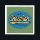 Guardanapo De Papel Retro Chanukkah 139 BCE Funny Blue N Green Design<br><div class="desc">Retro "Happy Chanukah EST 139 BCE", design azul e verde engraçado, papel, guardanapos modernos. Feliz Chanukah/Hanukkah! Personalize eliminando os textos "Happy" e "EST 139 BC" e acrescentando o seu. Use seu estilo, cor e tamanho de fonte favoritos. Todos os elementos podem ser editados: excluir, mover, redimensionar, girar, etc. A forma...</div>
