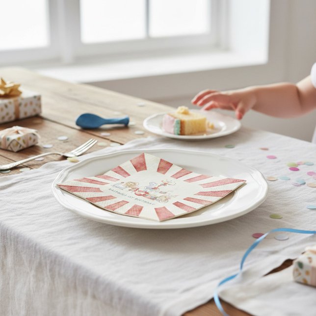 Guardanapo De Papel Retro Circus Theme Birthday Paper Napkins (Criador carregado)