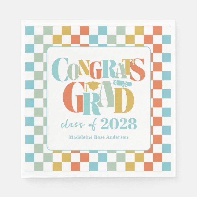 Guardanapo De Papel Retro Class of Congrats Graduation   (Frente)