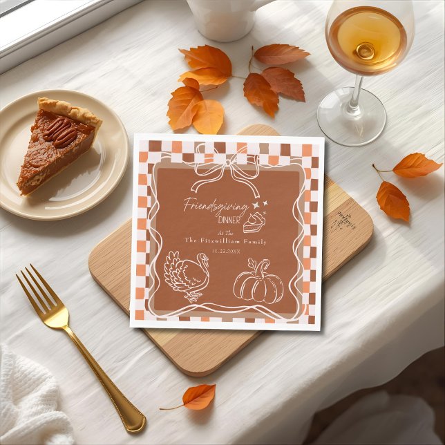 Guardanapo De Papel Retro Coquette Friendsgiving dinner Thanksgiving (Retro Coquette Friendsgiving dinner Thanksgiving Napkins)