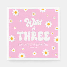 Guardanapo De Papel Retro Daisy Flower Wild & Three aniversário de 3 a