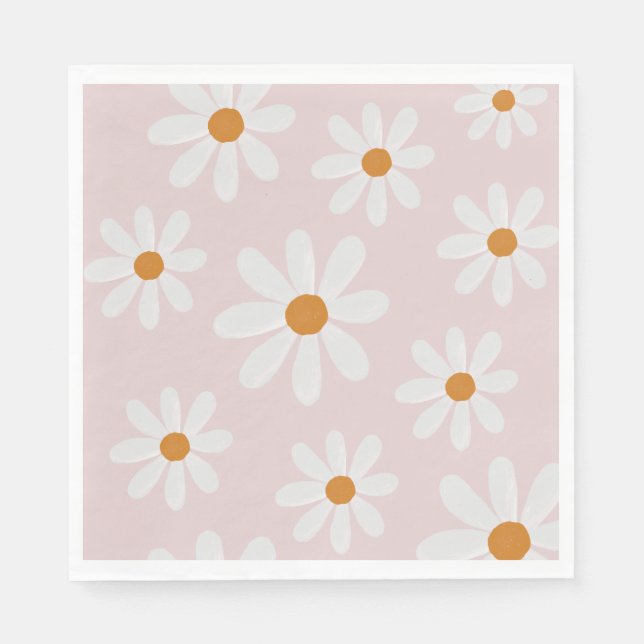 Guardanapo De Papel Retro Daisy Party Napkin (Frente)