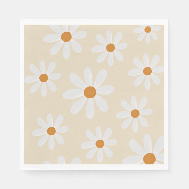Guardanapo De Papel Retro Daisy Party Napkin (Frente)