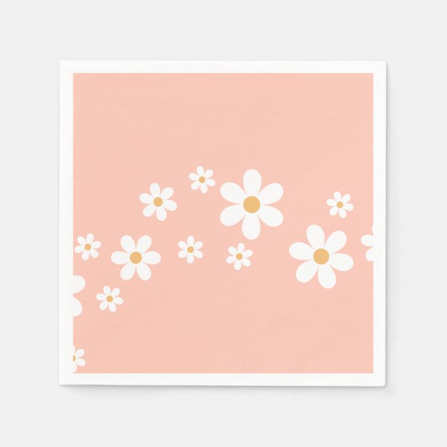 Guardanapo De Papel Retro Daisy Rosa Floral (Frente)