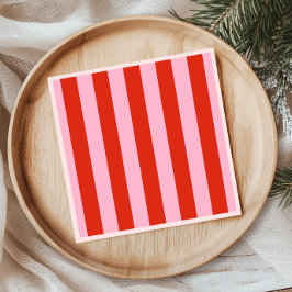 Guardanapo De Papel Retro de faixas rosa vermelhas