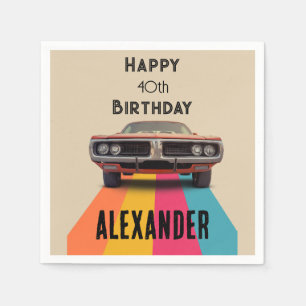 Guardanapo De Papel Retro de Vintage Personalizável para aniversário d