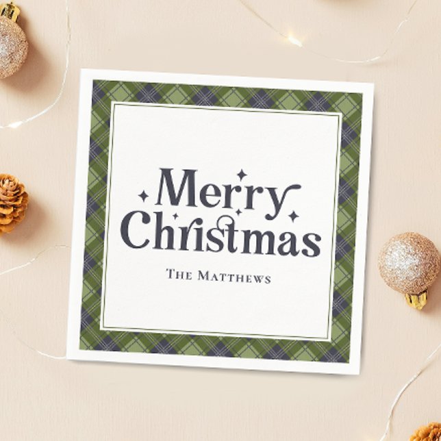 Guardanapo De Papel Retro de Xadrez Clássica do Festa de Natal da Famí (Criador carregado)