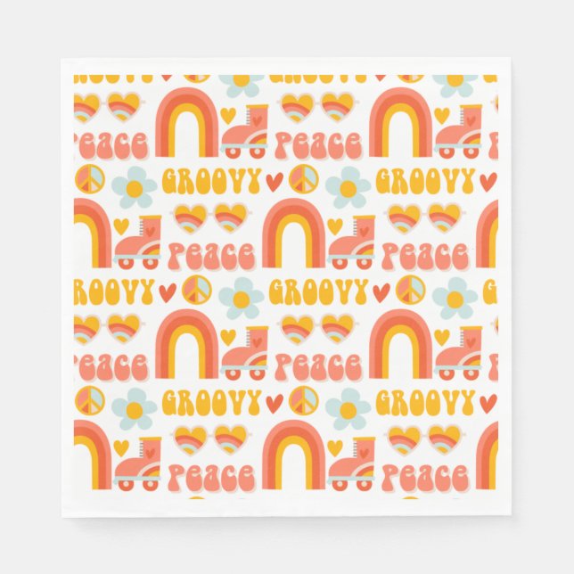 Guardanapo De Papel Retro divertido Afirmações hippie modernas e arco- (Frente)