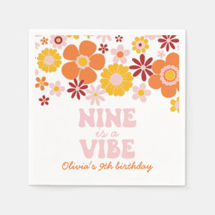 Guardanapo De Papel Retro Floral Nove é um Vibe 9º aniversário