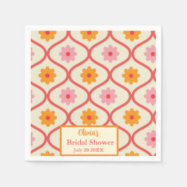 Guardanapo De Papel Retro Floral Ogee Mid-Century Modern Bridal Shower