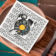 Retro Floral Vinyl Happy Birthday Personalizado