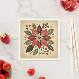 Guardanapo De Papel Retro Folheto Poinsettia Dissociação Festiva Flora