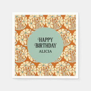Guardanapo De Papel Retro Funky Groovy Boho Botânico Aniversário