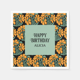 Guardanapo De Papel Retro Funky Groovy Daisy Flower Birthday