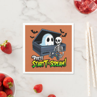 Guardanapo De Papel Rétro Gaming Halloween - Humour Squelette Console
