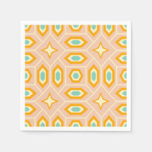 Retro geometric pattern with hexagons and stars