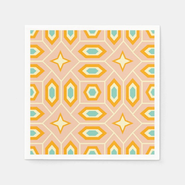 Guardanapo De Papel Retro geometric pattern with hexagons and stars (Frente)