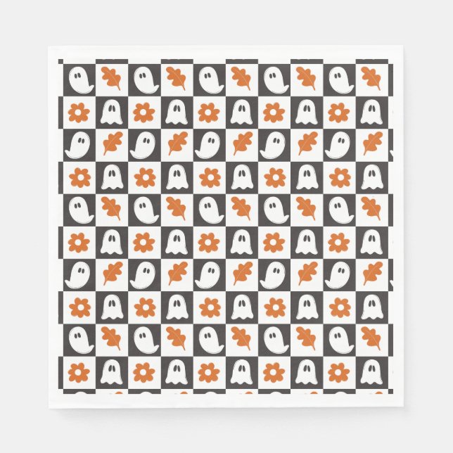 Guardanapo De Papel Retro Ghosts Halloween | Crianças Fantasmas de Pas (Frente)