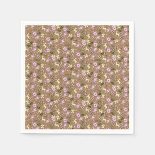 Guardanapo De Papel Retro Gingerbird Deer Candycane Treats Natal