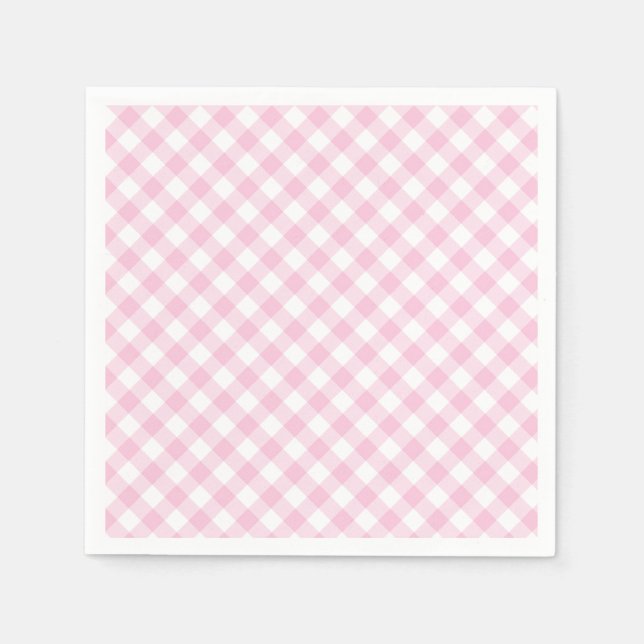 Guardanapo De Papel Retro Gingham Light Pink (Frente)