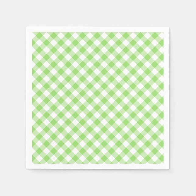 Guardanapo De Papel Retro Gingham Spring Green (Frente)