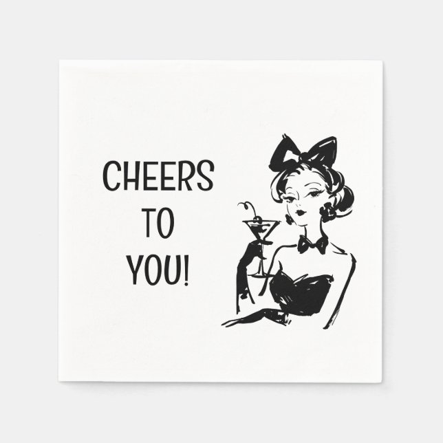 Guardanapo De Papel Retro Glam Martini Diva Design (Frente)