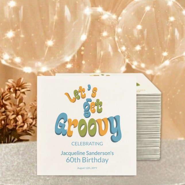 Guardanapo De Papel Retro Groovy 60th Birthday Party (Criador carregado)