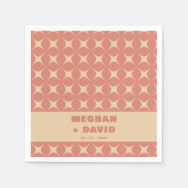 Guardanapo De Papel Retro Groovy 70s Padrão Boho Terracotta Casamento