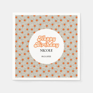 Guardanapo De Papel Retro Groovy Arch Bright Orange Daisy Birthday