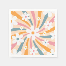 Guardanapo De Papel Retro Groovy Colorful Sunshine Daisy Floral Hippie