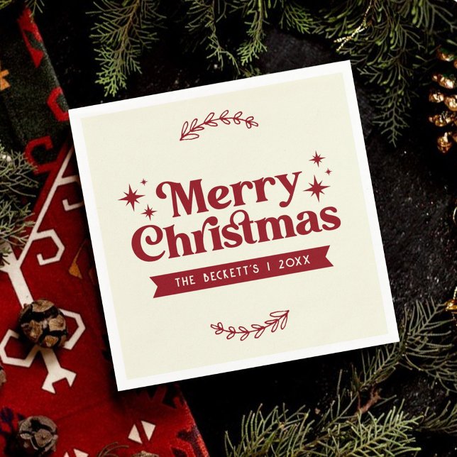 Guardanapo De Papel Retro Groovy Feliz Feriado de Natal (Criador carregado)