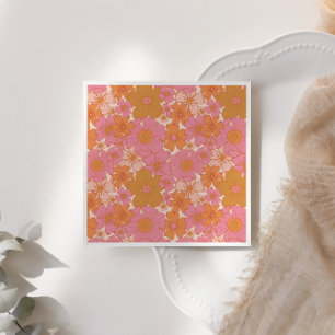 Guardanapo De Papel Retro Groovy Pink Boho Baby in Bloom