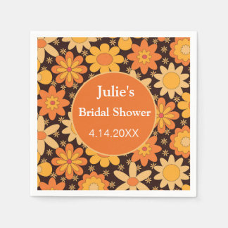 Guardanapo De Papel Retro Groovy vintage Floral Laranja amarelo person