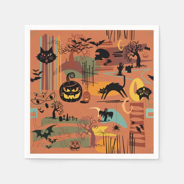 Guardanapo De Papel Retro Halloween O'Rama Paper Napkin (Frente)