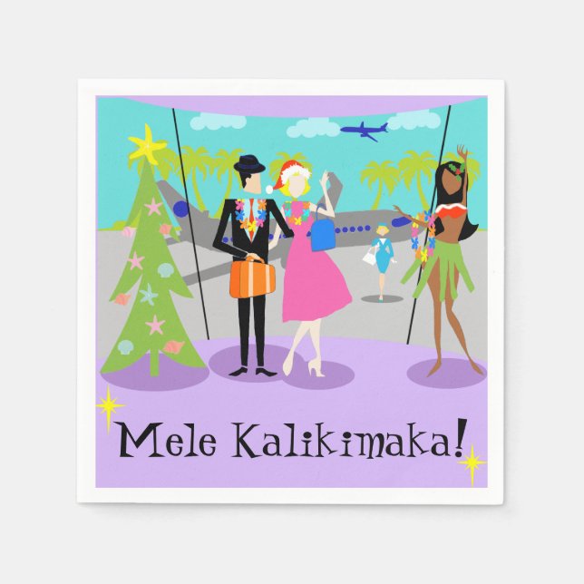 Guardanapo De Papel Retro Havaiano - Napkins Descartáveis (Frente)