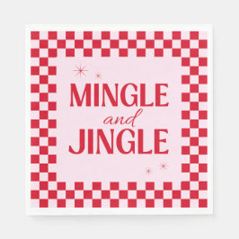 Guardanapo De Papel Retro Jingle And Mingle Christmas Checkerboard Red