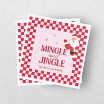 Retro Jingle e Mingle Natal Xadrez Vermelho