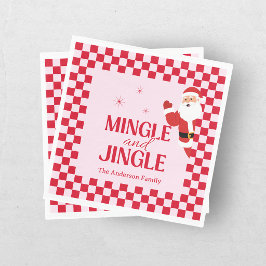 Guardanapo De Papel Retro Jingle e Mingle Natal Xadrez Vermelho